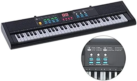Vista 8 de Piano digital, multifuncional con micrófono, teclado eléctrico de 61 teclas para principiantes, estudiantes, práctica en casa, estudio de grabación