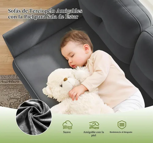 Vista 4 de Kidirect Sofá modular pequeño, sofá en forma de U de 83 pulgadas, cómodos sofás de terciopelo para sala de estar, sofá modular de instalación sin