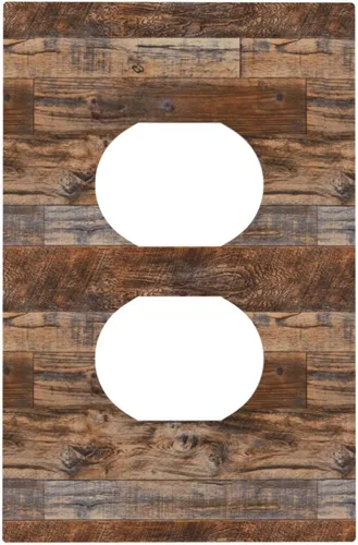 Vista 35 de Cubierta de placa de pared dúplex para dispositivo eléctrico de 1 cuadrilla, madera blanca y gris, puerta de granero, tablón de madera rústica