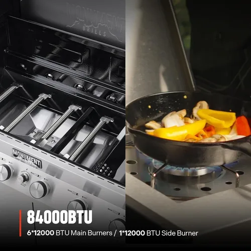 Vista 8 de Monument Grills Parrilla de barbacoa inteligente de gas natural convertible de 6 quemadores de acero inoxidable Denali 605 con kit de conversión