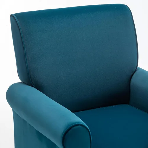 Vista 89 de Sillón clásico con marco de madera de abedul y cómodos reposabrazos enrollados, sillones para sala de estar, dormitorio y decoración de oficina