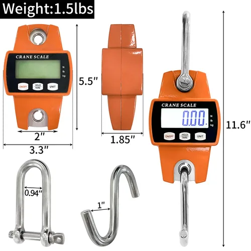 Vista 6 de Sutekus Báscula colgante digital de 660 libras, báscula portátil de grúa impermeable, báscula de pescado de 661.4 lbs, báscula de mano
