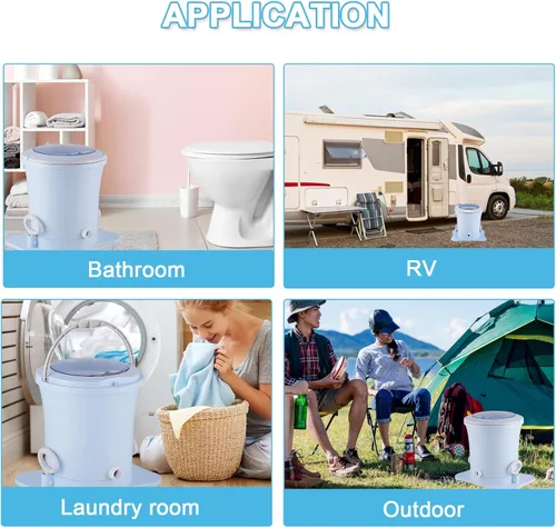 Vista 6 de Meticuloso Secadora de ropa manual portátil, mini giratoria, secadora compacta no eléctrica, secadora de lavandería para RV, camping, escuela