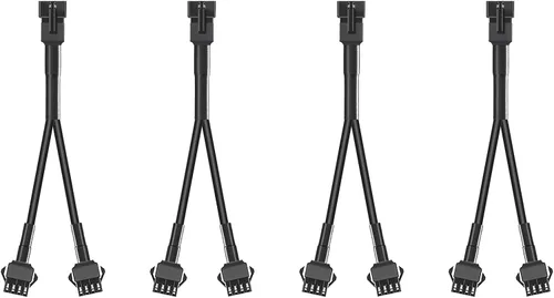 Vista 4 de Hovano 4 cables de extensión de 4 pines de 40 pulgadas y 4 divisores de 2 vías para LED, motocicleta, ATV, Trikes, luz de coche de golf, tira