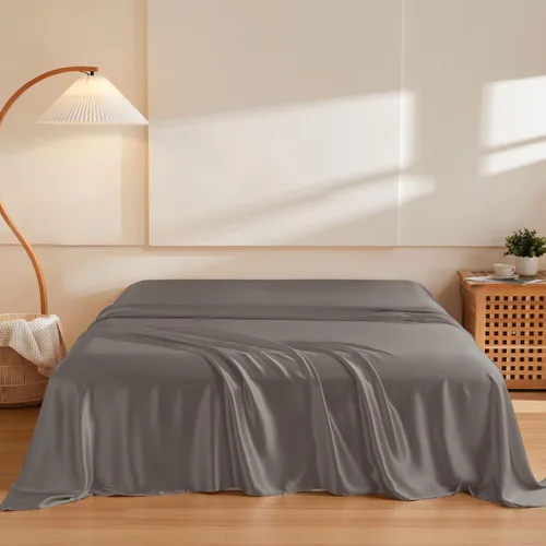 Vista 14 de THXSILK 1 sábana encimera de seda, 100% 6A+, seda de morera pura, ultra suave, duradera, refrescante, transpirable (individual, negro)
