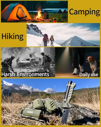 Vista 9 de VIPERADE VAK6 Multiherramienta de supervivencia con cuchillo plegable, linterna LED, encendido por pulso y generador de manivela, cuchillo