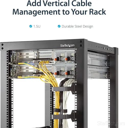 Vista 2 de StarTech - Gancho de anillo en D multidireccional vertical de 1.5U de 2.4 x 3.9 pulgadas (2.4 x 3.9 in) para rack de servidores; organizador