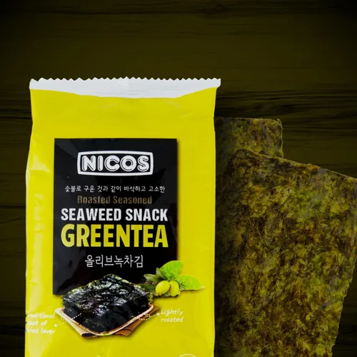 Vista 7 de NICOS Bocadillo de algas sazonadas tostadas TOGO-té verde (paquete de 18) aperitivo coreano para cualquier ocasión, picnic, oficina, hogar