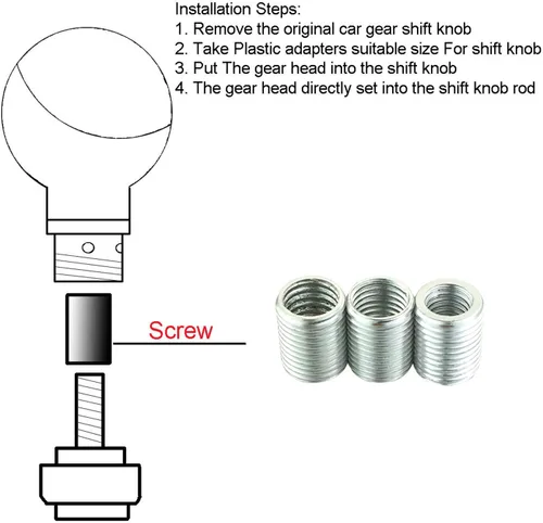 Vista 4 de Abfer Pomo redondo de bola para palanca de cambios de automóvil, pomo de palanca de cambios de la transmisión manual y automática, palanca