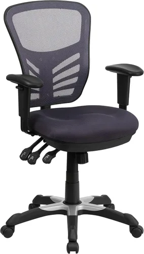 Flash Furniture Nicholas Silla Giratoria de Respaldo Medio para Oficina y Juegos, Silla de Oficina Ergonómica de Malla con Soporte Lumbar y Altura