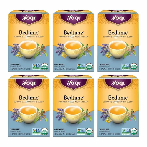 Yogi Tea - Hora de Dormir (Paquete de 6) - Apoya una Buena Noche de Sueño - Té con Pasiflora, Manzanilla, Raíz de Valeriana y Lavanda - 96 Bolsitas