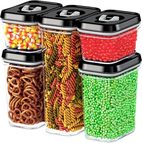 Vista 9 de DWËLLZA KITCHEN Recipientes herméticos para almacenamiento de alimentos con tapas, juego de 4 recipientes herméticos para cocina, juego
