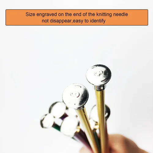 Vista 3 de Mdoker Agujas de tejer de aluminio de 13.8 pulgadas, aguja de tejer para suéter de metal recto de un solo punto de color para proyectos de tejer