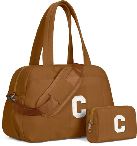 Vista 67 de Bolsa de lona Vogewood, bolsas personalizadas de fin de semana para mujer, bolsas de viaje con estuche de maquillaje, regalos de cumpleaños, Beige