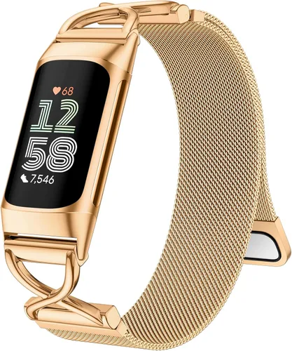 Vista 14 de JKD Banda de Metal en Forma de X Compatible con Fitbit Charge 6/Charge 5 Bandas para Mujeres y Hombres, Correa de Pulsera de Malla de Acero