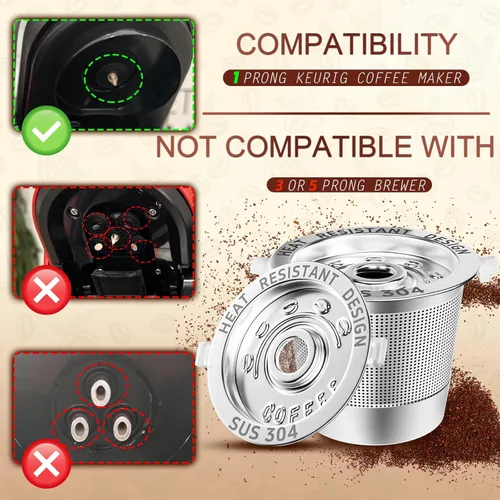 Vista 2 de 1 paquete de cápsulas de café reutilizables K Cups para Keurig 1.0: cápsulas de café reutilizables de acero inoxidable para cápsulas de café Keurig