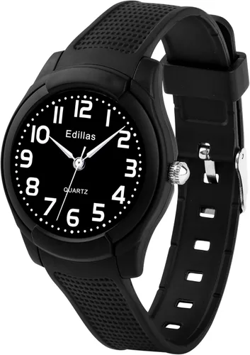 Edillas Reloj analógico para niños y niñas, resistente al agua, reloj de pulsera de tiempo de aprendizaje fácil de leer para niños y niñas