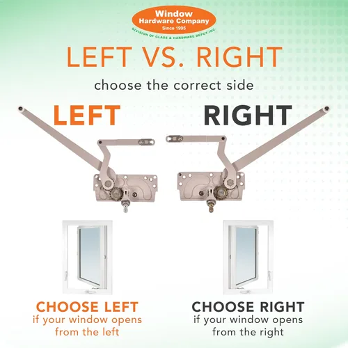 Vista 6 de EntryGard - Manivela de ventana de 4-7/16 pulgadas 20810 Serie Nº 15 de doble brazo Reemplazo de manivela de ventana E-Gard, mano izquierda