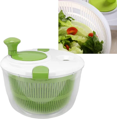 Vista 3 de Lavadora de secadora giratoria de ensalada, manivela grande profesional, utensilios de cocina para ensalada, manivela de mano, multifuncional