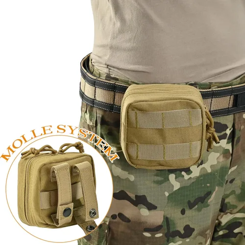 Vista 4 de EDC Small Tactical Molle Pouch, Micro Utility Pouch,Removable Clear ID Pocket Mini Knife Compass Flashlight Card Storage Bag Belt Outdoor Hiking