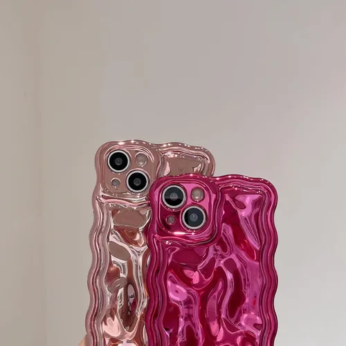 Vista 4 de FABSPARK Funda para iPhone 11, Patrón de Burbujas de Meteorito 3D Electrochapado Galvanizado con Brillos Marco Ondulado Rizado Funda Brillante, TPU