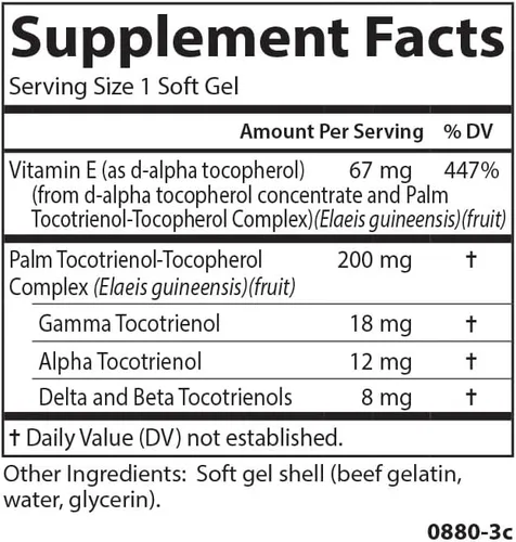Vista 7 de Carlson - Tocotrienoles, 40 mg, con Vitamina E, Gamma, Alfa, Delta, Beta, de origen sostenible, 30 cápsulas blandas