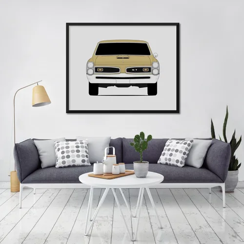 Vista 7 de Custom Car Posters Handmade Poster compatible with Pontiac GTO (1965-1967) 1st Generation Print Wall Art Décor - 11x14 Satin Print (Unframed)