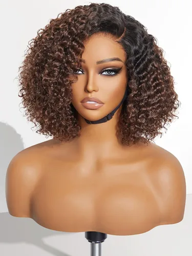 Vista 42 de LUVME HAIR Pelucas de cabello humano rizado sin pegamento de 6 pulgadas, precortadas, indetectable, HD, encaje Bob, peluca corta y rizada con ondas