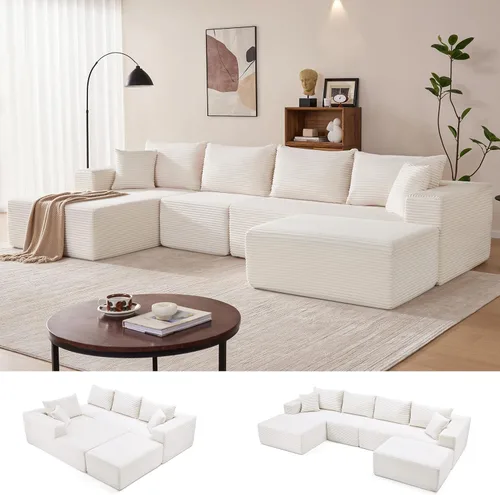 Vista 30 de Mangodan - Sofá seccional en forma de nube, sofá sin huesos para sala de estar, sofá seccional modular con asiento profundo, sofá esponjoso y cómodo