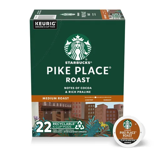 Vista 46 de Starbucks Cápsulas de café K-Cup, café tostado medio Starbucks, Pike Place Roast, 100% arábica, 6 cajas (60 cápsulas en total)