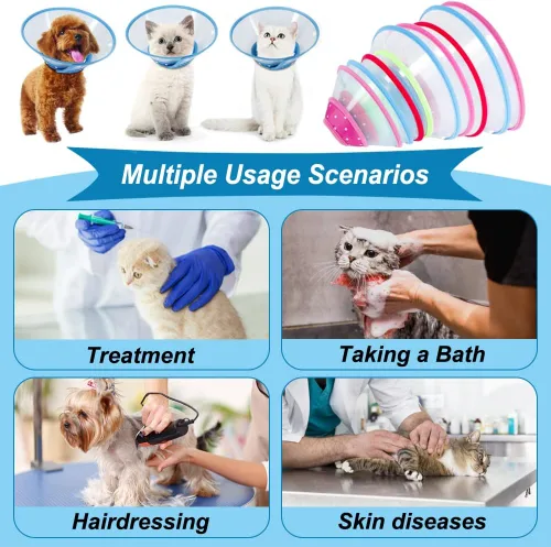 Vista 6 de Vivifying Conos de perro para perros pequeños, cono de mascota ajustable de 5.7-8 pulgadas, collar isabelino de recuperación ligero para gatos Azul