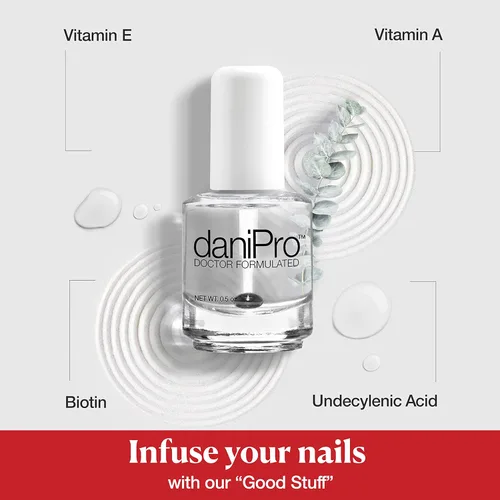 Vista 3 de daniPro Esmalte de uñas transparente formulado por médicos, 0.5 onzas, esmalte de uñas con ácido undecilénico, vitaminas y biotina, capa base