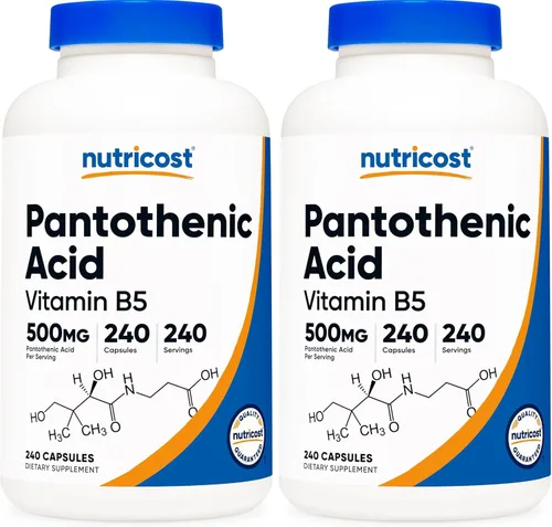 Vista 10 de Nutricost Ácido pantoténico (vitamina B5) 500 mg, 240 cápsulas (2 botellas)