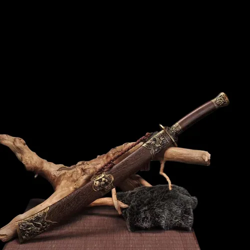 Vista 4 de OYZ Espada Katana, Espada Samurai Japonesa, Katana de acero de alto carbono 1095, hecho a mano, espada china de acero plegado