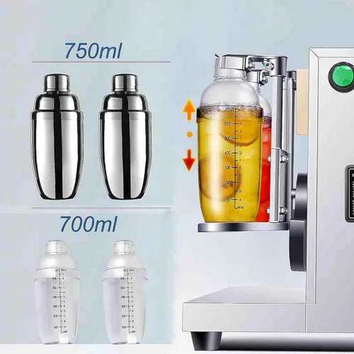 Vista 6 de TECHTONGDA Máquina comercial de coctelera de té con leche, máquina profesional de acero inoxidable de doble marco automático de té de burbujas
