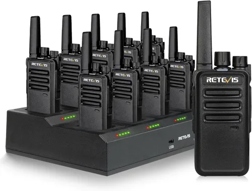 Retevis RT68 Radio de 2 vías, Walkie Talkies de largo alcance para adultos (Paquete de 10) con cargador de 10 vías, carga más fácil y segura,