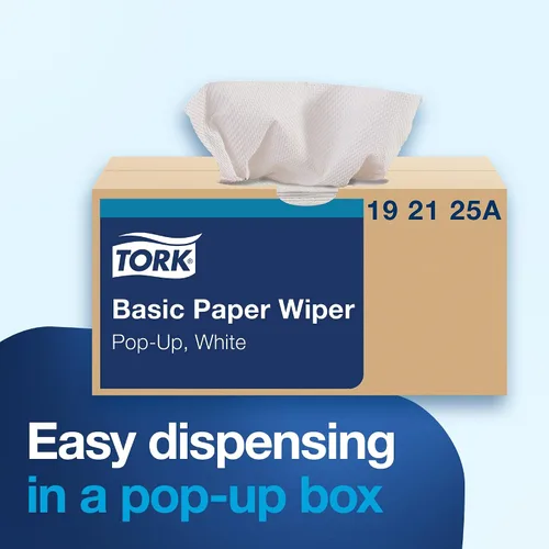 Vista 5 de Tork Limpiador de papel básico blanco, caja emergente, 18 x 110 hojas, 192125A