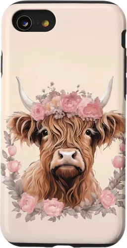 Vista 18 de Funda bohemia para iPhone 16 con diseño de vaca escocesa de las tierras altas, color rosa