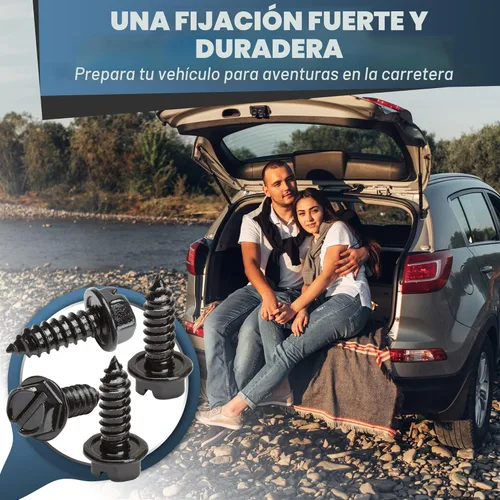 Vista 6 de Tornillos de matrícula con acabado a prueba de óxido – Kit de tornillos de matrícula para placas de matrícula delanteras y traseras – Pernos