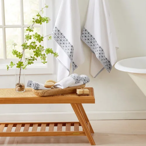 Vista 3 de Juego de toallas de lujo 100% algodón turco Super suaves y altamente absorbentes Borde dobby texturizado 550 GSM 2 toallas de baño, 2