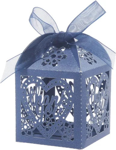 Vista 6 de COTOPHER Cajas cortadas con láser, 100 cajas de regalo de agradecimiento, cajas de regalo de boda, cajas de dulces de encaje para bodas, despedidas