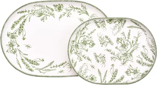 Vista 10 de Bico Autumn Birds - Juego de 2 bandejas ovaladas de 16 más 14 pulgadas, aptas para microondas y lavavajillas, para servir pescado, pollo, pavo