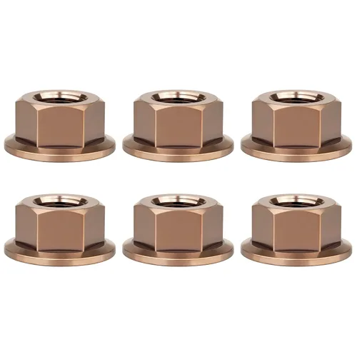 Vista 22 de Titanium DIN6923 M5 M6 M8 M10 M12 M14 M16 - Juego de 6 tuercas hexagonales (paso M5, 0.031 in, negro)