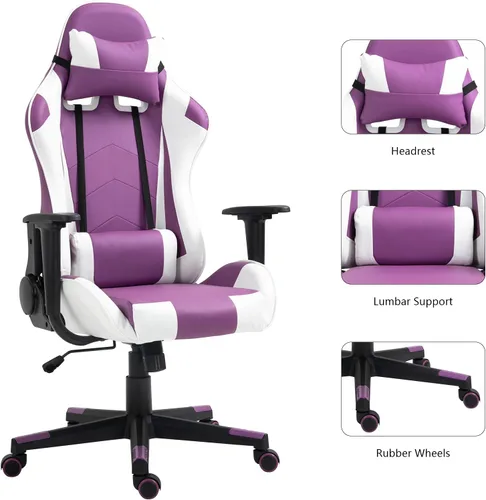 Vista 32 de Modern-Depo Black Virgo Zodiac - Silla de juegos con diseño ergonómico, giratorio y reclinable ajustable, capacidad de carga de 330 libras
