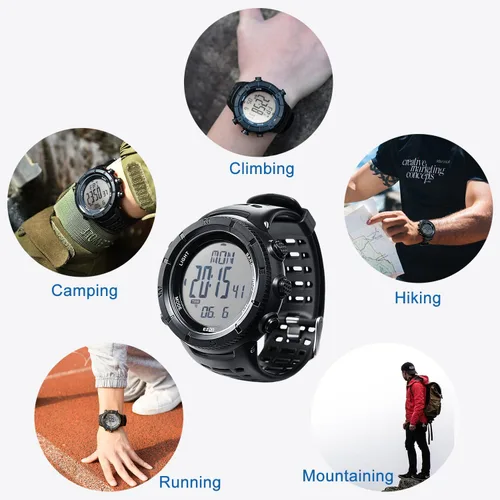 Vista 7 de EZON H001 Military Digital Watch for Men, Tactical Outdoor Adventure Watch with Altimeter, Barometer, Compass, Thermometer, SunriseSunset, Timer
