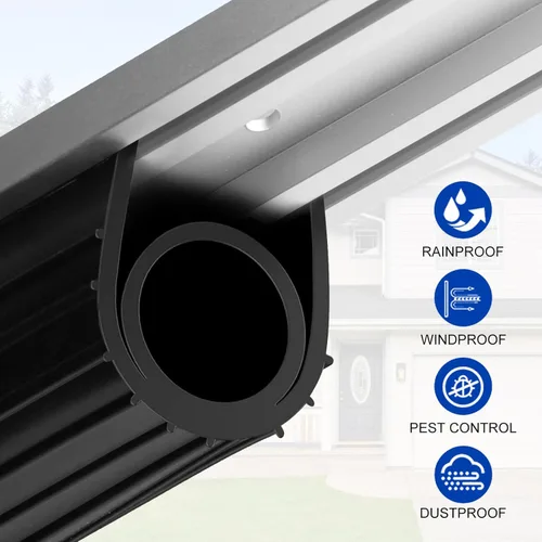 Vista 5 de DGSL Sellos para puerta de garaje de goma inferior, burlete de repuesto, universal resistente a la intemperie (negro, 10 pies)