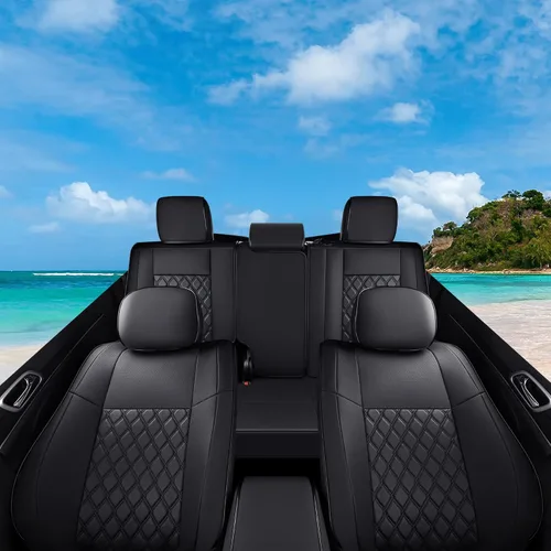 Vista 6 de Huidasource Fundas de asiento para Jeep Grand Cherokee, juego completo de fundas de asiento impermeables de cuero de cobertura total, protector