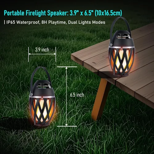 Vista 2 de Altavoces Bluetooth al Aire Libre Impermeables Inalámbricos, Regalos de Cumpleaños para Hombres Papá, Luz Ambiental de Llama LED, Accesorios