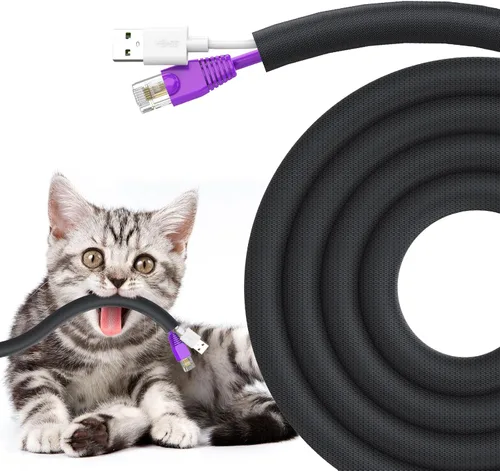 Vista 14 de UOMTFAI Protector de Cable para Perros y Gatos 3.05m - 1/2 pulgada, Funda Flexible para Cables para una Fácil Gestión de Cables, Protege los Cables