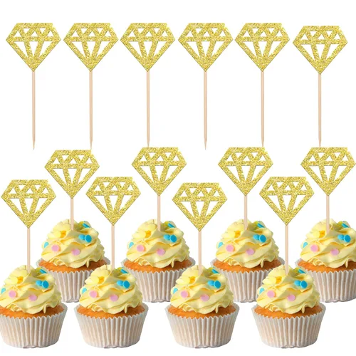 Vista 19 de 24 piezas de decoración para cupcakes con anillo de corazón, para despedida de soltera, bodas, compromisos, despedidas de soltera, suministros